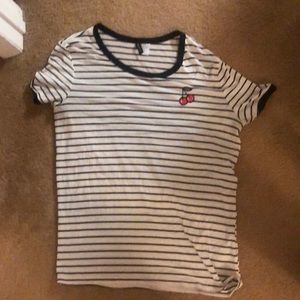 Cherry motif striped shirt